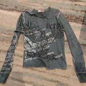 Salvage waffle knit long sleeve tee in slate blue